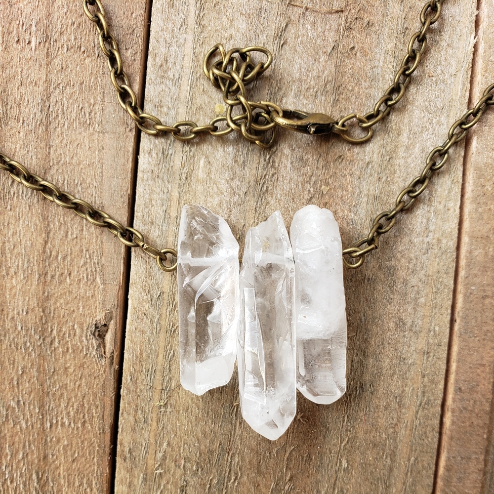 Clear Crystal Necklace Boho